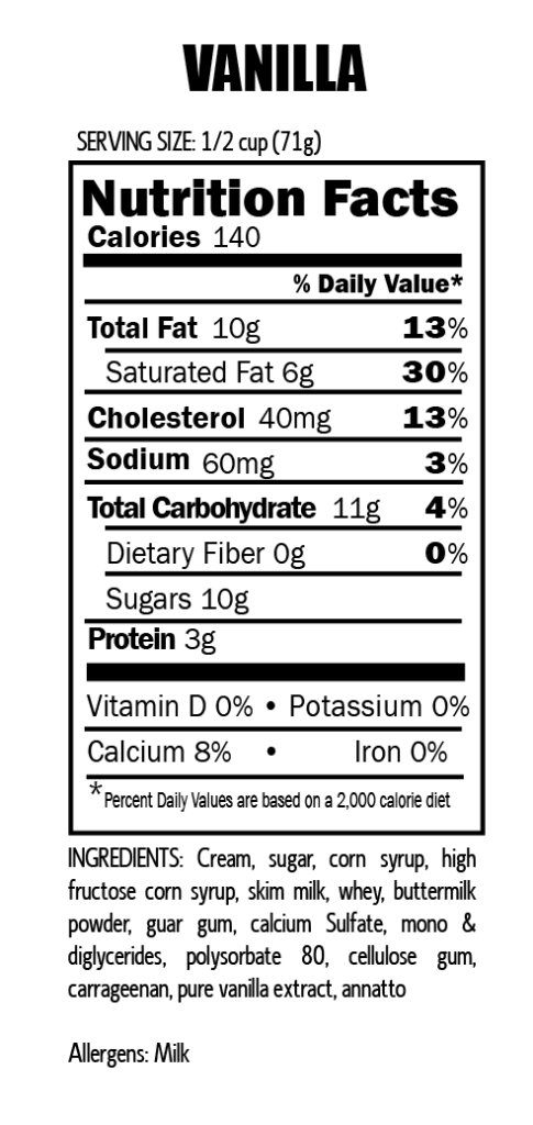 Vanilla Ice Cream Nutrition Label Blog Dandk