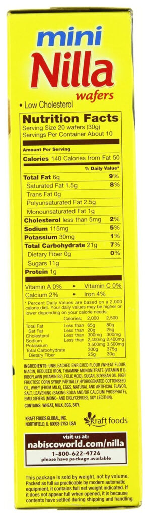 Vanilla Wafer Nutrition Label Label Ideas