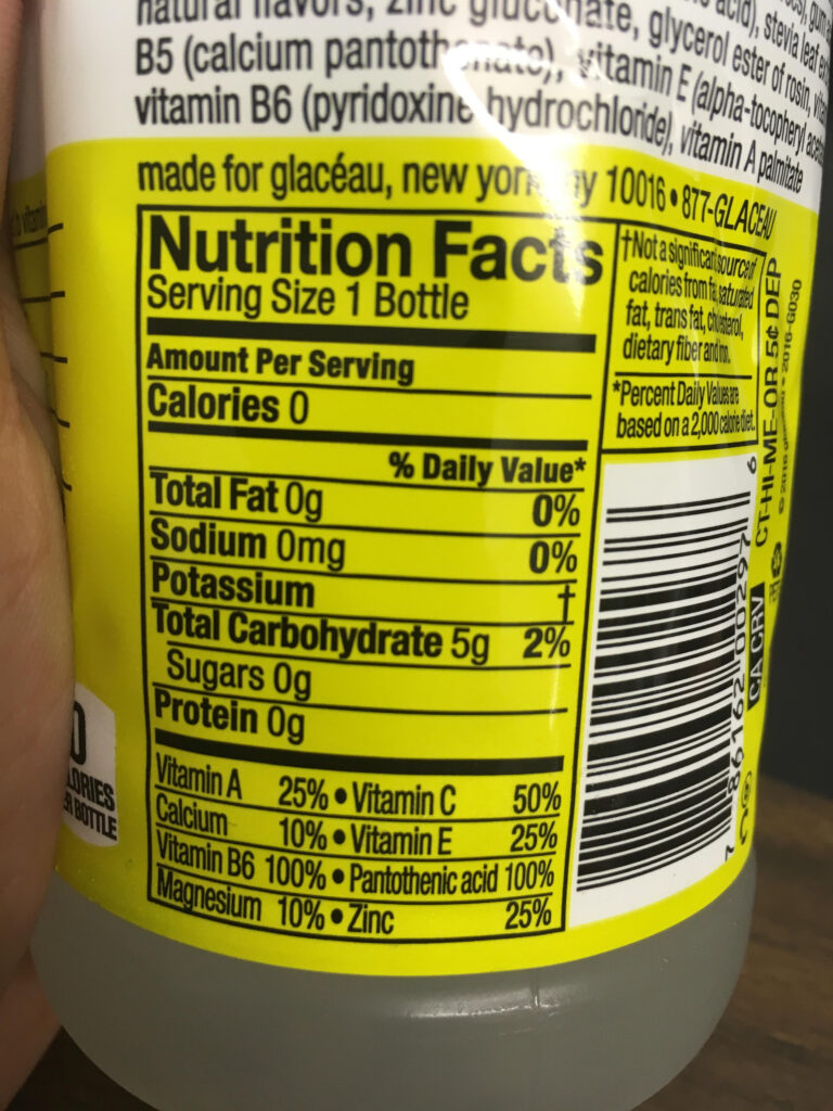 Vitamin Water Zero Nutrition Label