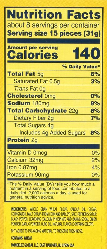 Wheat Thins Nutrition Facts Blog Dandk